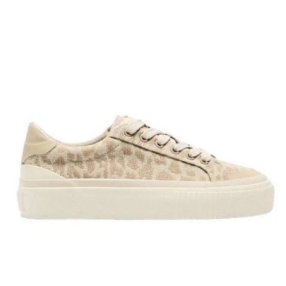 NWT. Zara Cream Animal Print Lace-Up Trainers. Size 6,5. - Picture 1 of 7